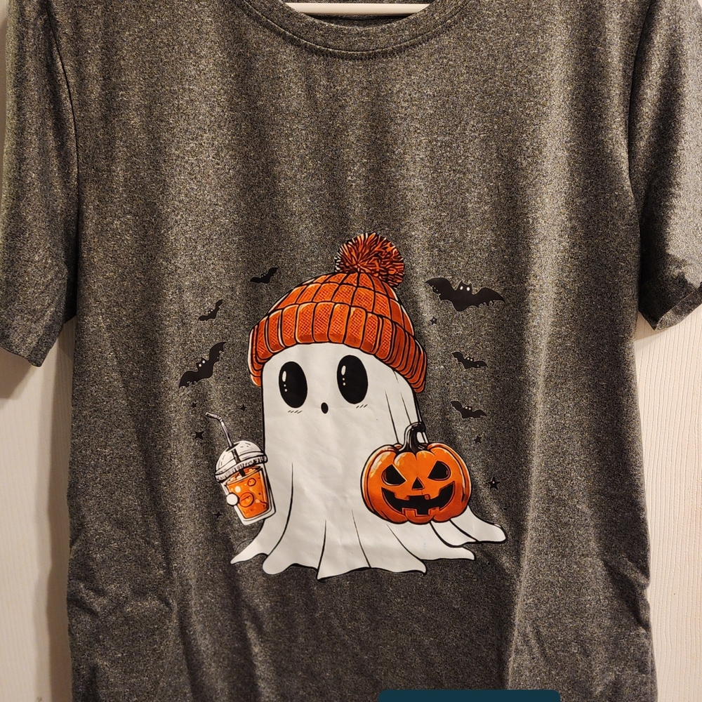Gray Halloween Ladies T-Shirt -Medium